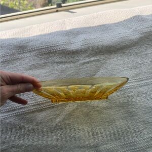 Vintage Indiana Glass Amber Pressed Glass Decorative Dish